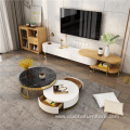 luxury Stainless Steel Round Metal Gold Coffee Tables